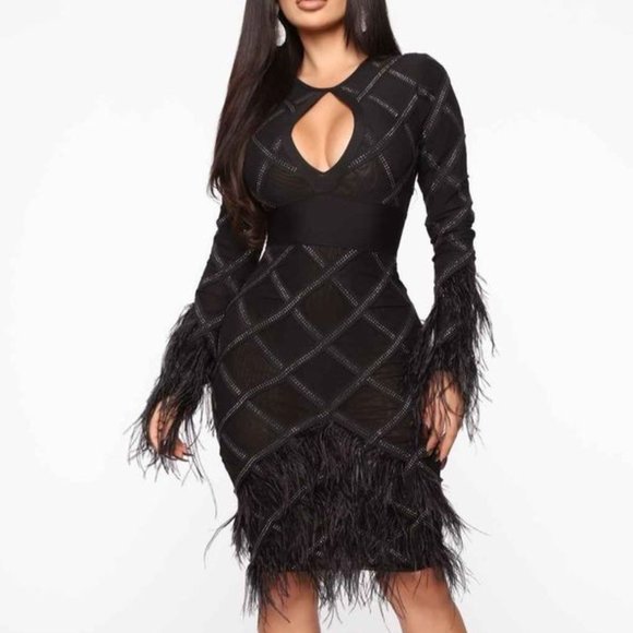 Glamour Black feather dress 2X - Picture 1 of 3